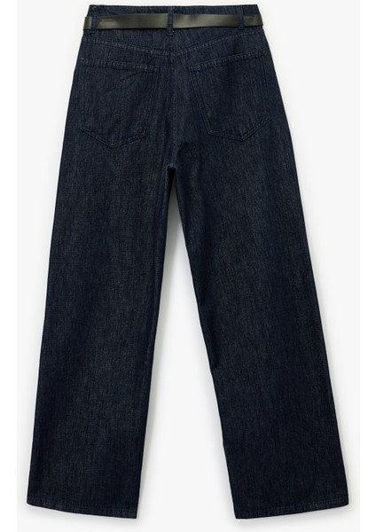 Pamuklu Normal Bel Kemer Detaylı Rahat Kalıp Baggy Jean Pantolon - Baggy Jeans indirimleri