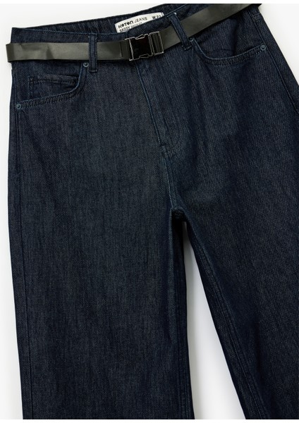 Pamuklu Normal Bel Kemer Detaylı Rahat Kalıp Baggy Jean Pantolon - Baggy Jeans