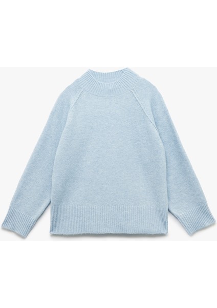 Dik Yaka Uzun Kollu Dikiş Detaylı Triko Kazak modelleri