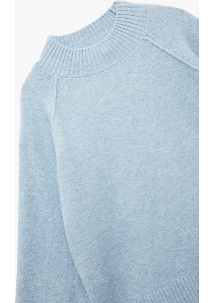 Dik Yaka Uzun Kollu Dikiş Detaylı Triko Kazak indirimleri