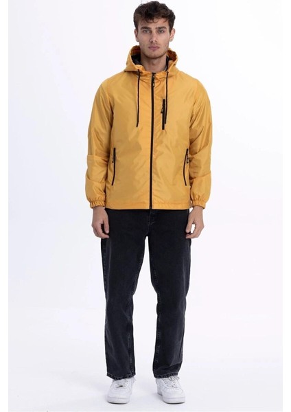 İçi Astarlı Su ve Rüzgar Geçirmez Erkek Cepli Yağmurluk