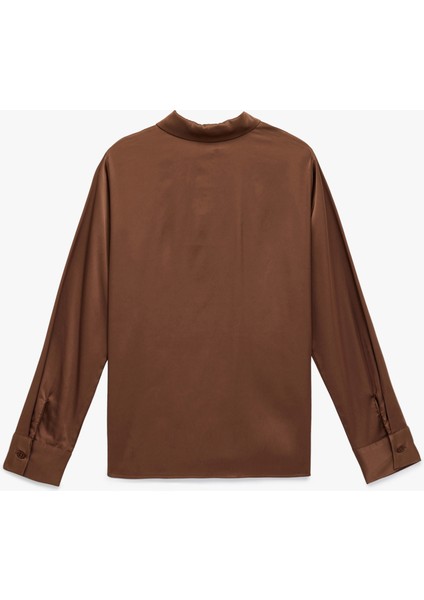 Regular Fit Düğmeli Uzun Kollu Saten Gömlek fiyatları