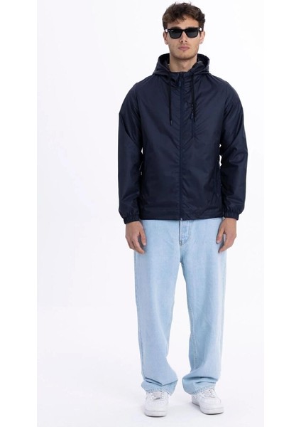 İçi Astarlı Su ve Rüzgar Geçirmez Erkek Cepli Yağmurluk