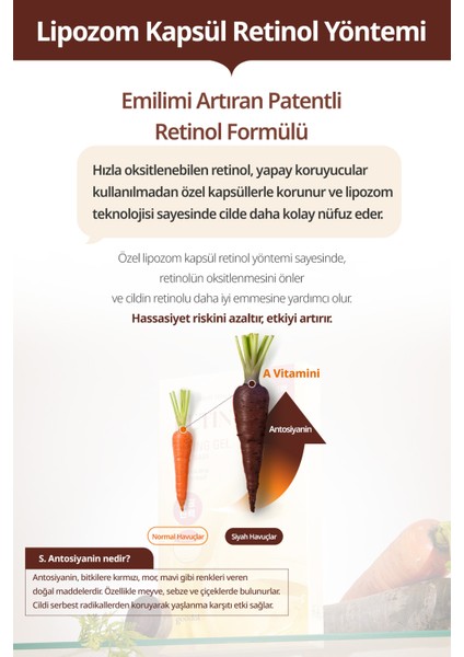 Black Carrot Vita-A Retinol Lifting Gel Sheet Mask - Siyah Havuç Özlü Retinol Yüz Maskesi
