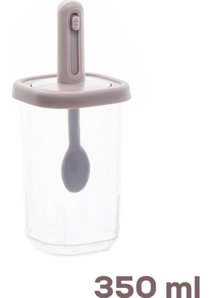 4362 Kaydırmalı Kaşıklı Baharatlık Seti 6'lı Şeffaf - Cappucino modelleri