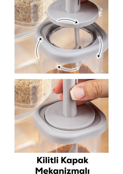 4362 Kaydırmalı Kaşıklı Baharatlık Seti 6'lı Şeffaf - Cappucino fırsatları