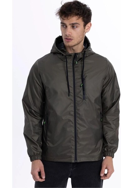 İçi Astarlı Su ve Rüzgar Geçirmez Erkek Cepli Yağmurluk