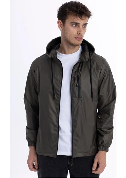 İçi Astarlı Su ve Rüzgar Geçirmez Erkek Cepli Yağmurluk