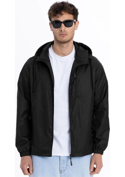 İçi Astarlı Su ve Rüzgar Geçirmez Erkek Cepli Yağmurluk