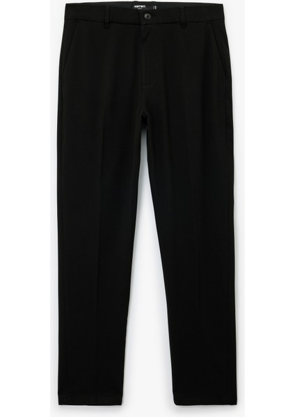 Slim Fit Cep Detaylı Viskon Karışımlı Kumaş Pantolon