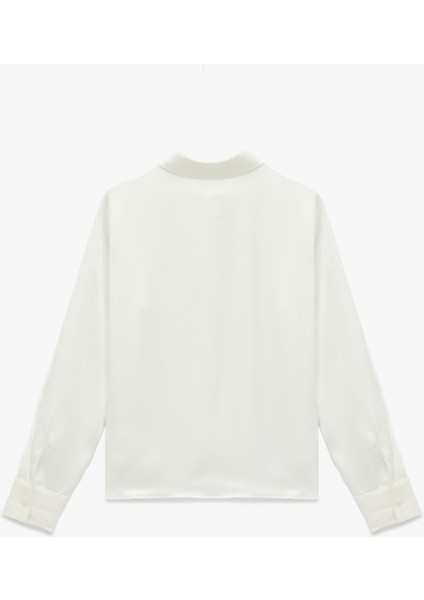 Bol Kalıp Düğmeli Klasik Yaka Uzun Kollu Saten Gömlek fiyatları