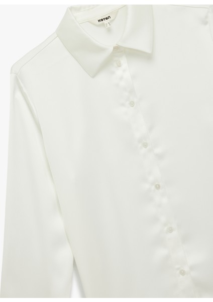 Bol Kalıp Düğmeli Klasik Yaka Uzun Kollu Saten Gömlek modelleri