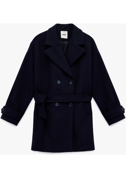 Cepli Kruvaze Uzun Kollu Kemerli Kaşe Kaban