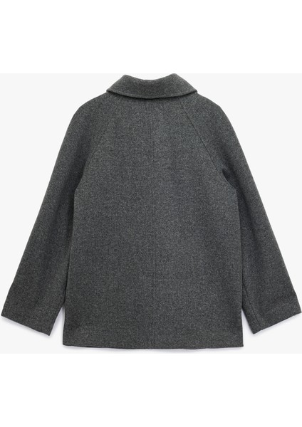 Uzun Kollu Cepli Kruvaze Kısa Kaşe Kaban fiyatları