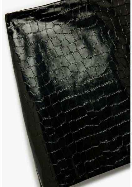 Kroko Görünümlü Suni Deri A Kesim Mini Etek modelleri