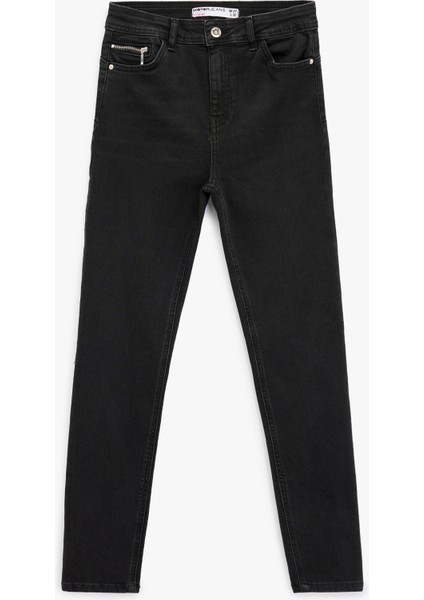 Yüksek Bel Fermuar Cep Detaylı Toparlayıcı Skinny Jean Pantolon - Push Up Skinny Jeans