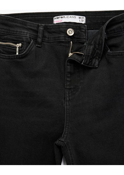 Yüksek Bel Fermuar Cep Detaylı Toparlayıcı Skinny Jean Pantolon - Push Up Skinny Jeans fırsatları