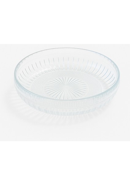 25 cm Cam Salata Kasesi - Şeffaf Desenli Servis ve Sunum Kasesi | Modern Sofralar Için Şık Tasarım