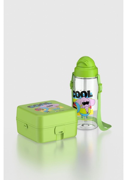 Leya Kral Şakir Desenli 1000 ml Çocuk Beslenme Kabı ve 500 ml Suluk Seti 222051 Yeşil