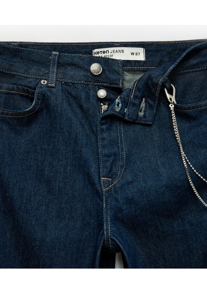 Normal Bel Zincir Detaylı Düz Paça Jean Pantolon - Straight Fit Jean fırsatları