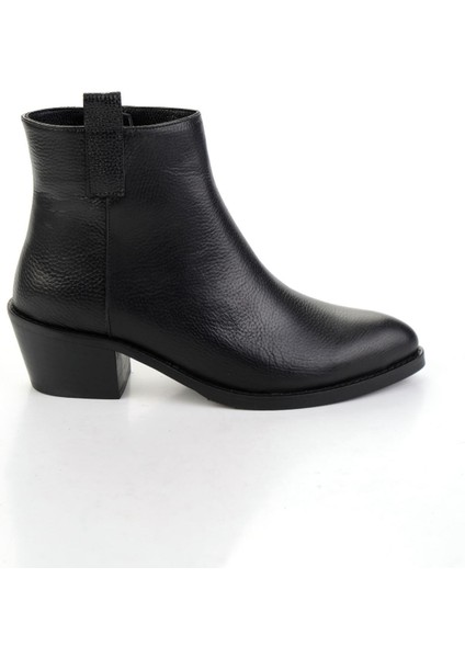 Siyah Hakiki Deri Kadın Bot & Bootie K02531254340
