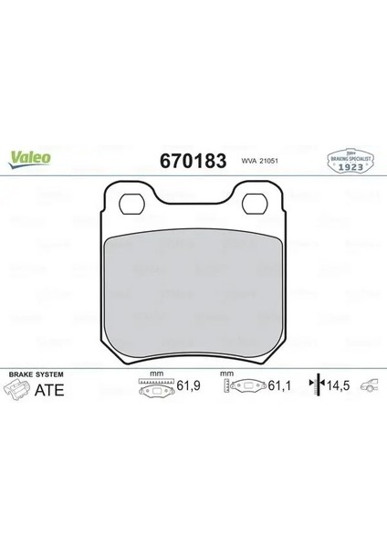 670183 Arka Fren Balatasi 1605006 1605026 1605031