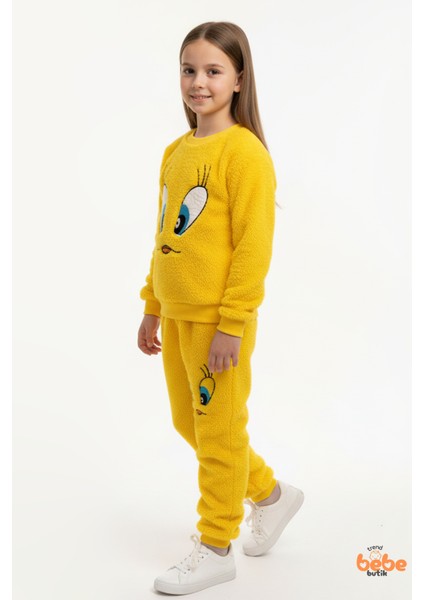 Sarı Tweety Nakışlı Welsoft Polar Kız Çocuk Eşofman Takımı ,sıcak, Yumuşak, Kışlık Pijama Takımı fiyatları