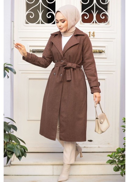 Kemerli Kahverengi Tesettür Kaban 61210KH modelleri