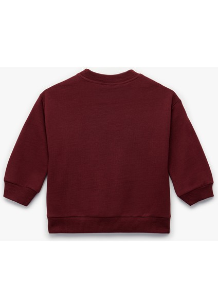 Pamuklu Uzun Kollu Bisiklet Yaka Baskılı Sweatshirt fiyatları