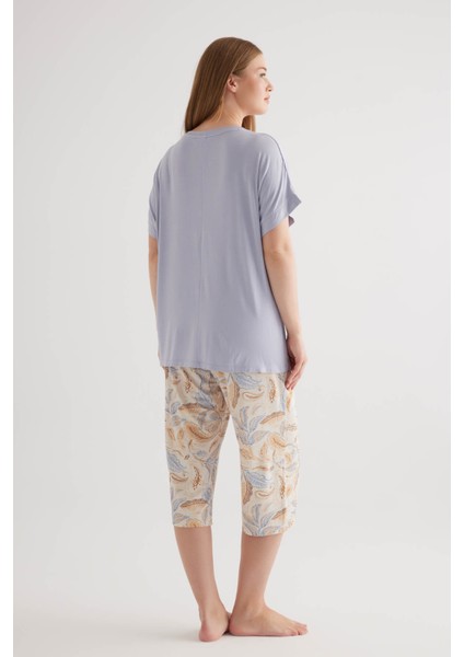 Kadın Plus Size Viscose Kısa Kollu Kapri Pijama Takımı fırsatları