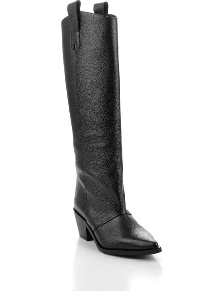 Siyah Hakiki Deri Kadın Çizme K03140431903 fiyatları