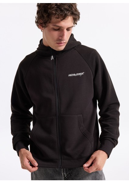 Kapüşon Yaka Siyah Erkek Sweatshırt 12278609_JJTHATCHER Sweat Zıp Hood