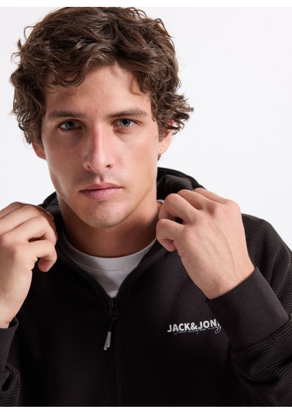 Kapüşon Yaka Siyah Erkek Sweatshırt 12278609_JJTHATCHER Sweat Zıp Hood modelleri