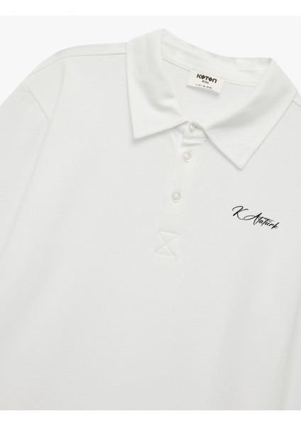 Pamuklu Uzun Kollu Atatürk Baskılı Polo Yaka Tişört modelleri