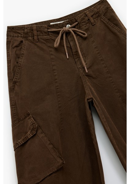 Pamuklu Rahat Kalıp Stoperli Beli Bağcıklı Kargo Cepli Balon Pantolon modelleri