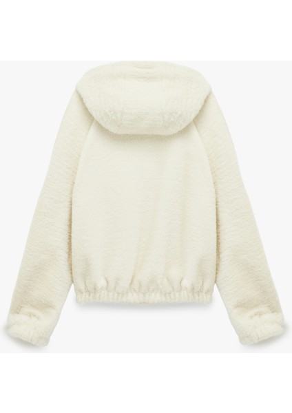 Uzun Kollu Cepli Fermuarlı Kapüşonlu Peluş Ceket fiyatları