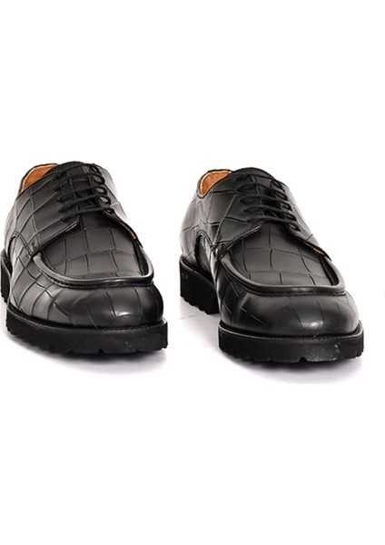 Hakiki Kroko Baskı Deri Lacivert Klasik Erkek Ayakkabı Eva Taban Çift Toka Detaylı - 1202 fiyatları