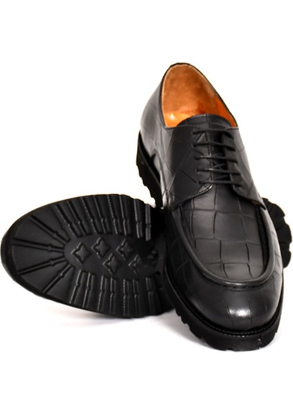 Hakiki Kroko Baskı Deri Lacivert Klasik Erkek Ayakkabı Eva Taban Çift Toka Detaylı - 1202 indirimleri