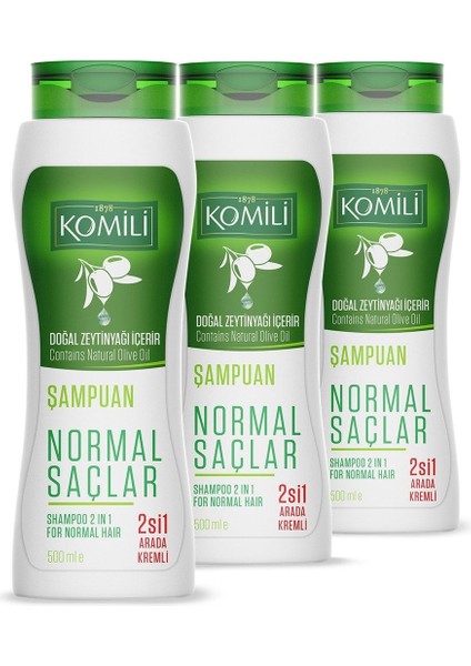 Normal Saçlar Için 2'si 1 Arada Kremli Vegan Temel Bakım Şampuanı 3'lü Set- - 3 x 500 ml modelleri