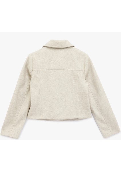 Uzun Kollu Cepli Fermuarlı Crop Kaşe Ceket fiyatları