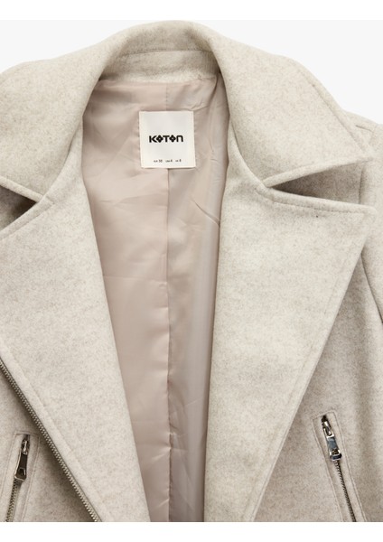 Uzun Kollu Cepli Fermuarlı Crop Kaşe Ceket modelleri