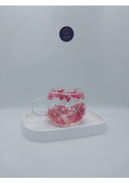 Isıya Dayanıklı Çift Cidarlı Kurutulmuş Canlı Çiçekli Kupa (150 Ml) modelleri