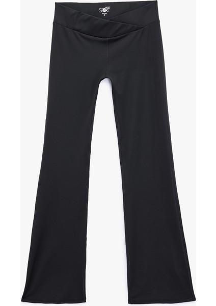 Asimetrik Yüksek Bel Dar Kesim Ispanyol Paça Spor Tayt