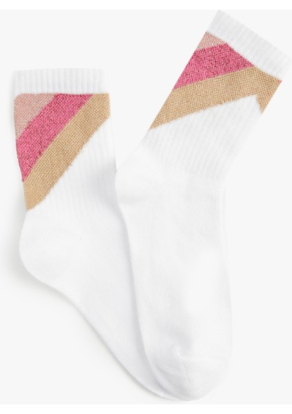 Pamuklu Desenli Soket Çorap