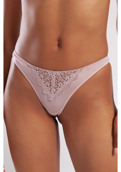 Garland Mini String, Kadın Güpürlü Açık Pembe Külot