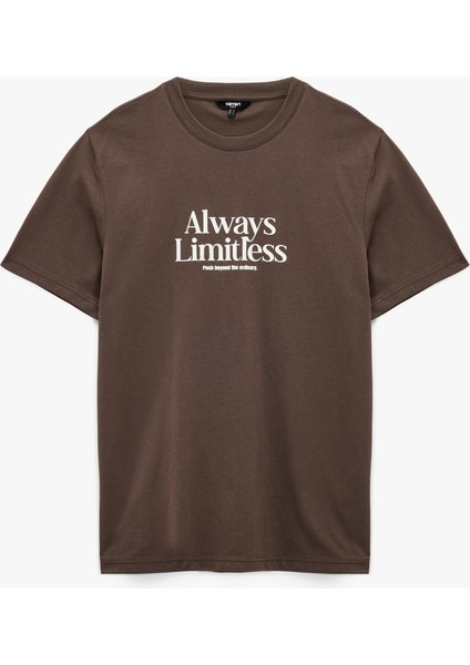 Regular Fit Kısa Kollu Bisiklet Yaka Pamuklu Baskılı Tişört