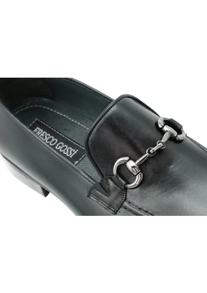 Hakiki Deri Siyah Mokasen Erkek Kösele Ayakkabı - Microlight Taban - Tuna ML161