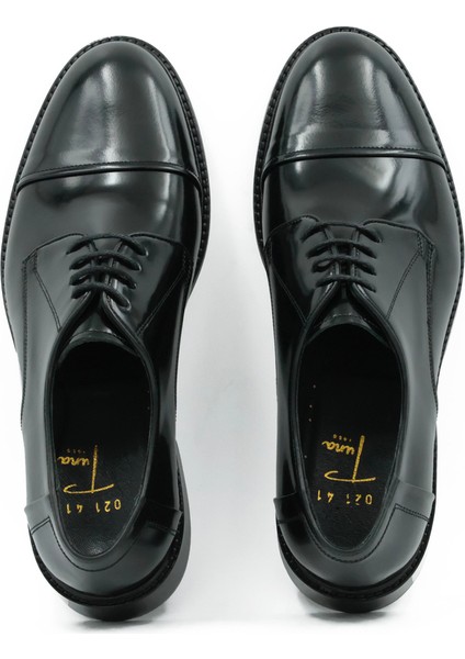 Hakiki Açma Deri Kösele Siyah Derby Erkek Ayakkabı - K021 indirimleri