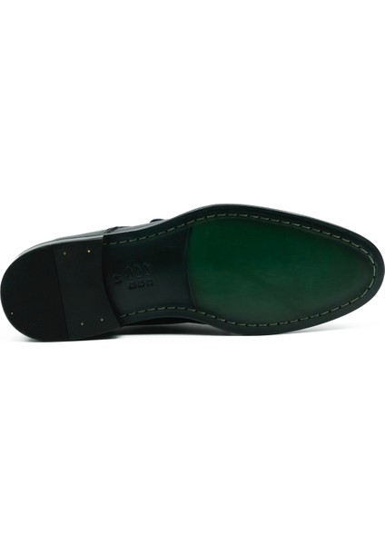 Hakiki Deri Siyah Klasik Erkek Kösele Ayakkabı - Toka Detaylı - K036 modelleri