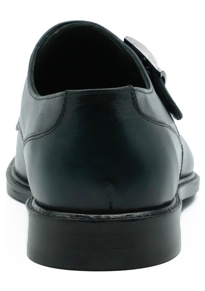 Hakiki Deri Siyah Klasik Erkek Kösele Ayakkabı - Toka Detaylı - K036 fırsatları